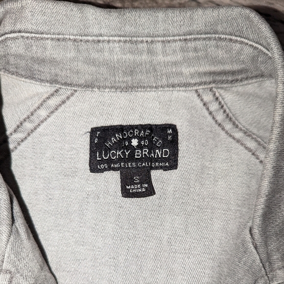 Lucky Brand Denim Moto Jacket Grey Women's Small - Picture 7 of 9